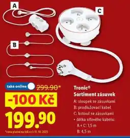 Lidl Tronic Sortiment zásuvek nabídka