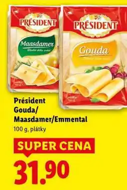 Lidl PRÉSIDENT GOUDA MAASDAMER / EMMENTAL nabídka