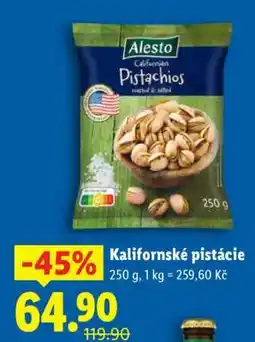 Lidl KALIFORNSKÉ PISTÁCIE nabídka