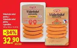 Lidl Vídeňské mini párky / Vídeňské mini párky s goudou nabídka