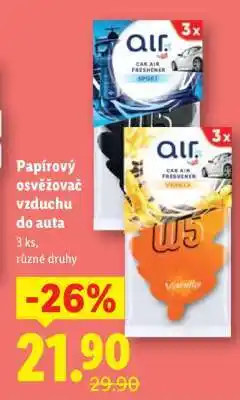 Lidl PAPÍROVÝ OSVĚŽOVAČ VZDUCHU DO AUTA nabídka