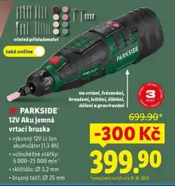 Lidl PARKSIDE 12V Aku jemná vrtací bruska nabídka
