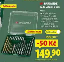 Lidl Parkside Sada vrtáků a bitů nabídka