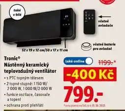 Lidl Tronic Nástěnný keramický teplovzdušný ventilátor nabídka