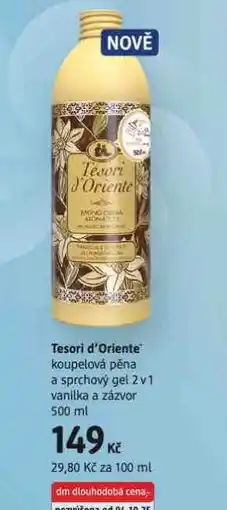 dm drogerie Tesori d= oriente koupelová pěna a sprchový gel nabídka