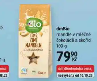 dm drogerie Dmbio mandle v mléčné čokoládě a skořici nabídka