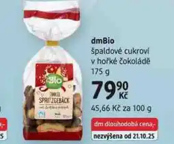 dm drogerie Dmbio špaldové cukroví v hořké čokoládě nabídka