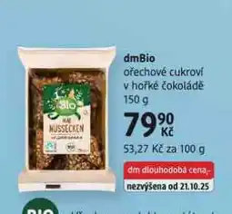 dm drogerie Dmbio ořechové cukroví v hořké čokoládě nabídka
