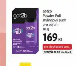 dm drogerie Got2b power full stylingový pudr nabídka