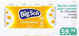 Potraviny CZ Big Soft toaletní papír Camomile 8 x 150 útržků, 3-vrstvý nabídka