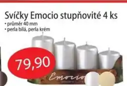 Fortel Svíčky Emocio stupňovité 4 ks Svíčky Emocio stupňovité 4 ks Svíčky Emocio stupňovité 4 ks ⚫perla bílá, perla krém nabídka