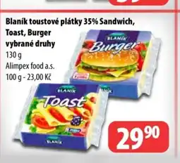 Partner Maloobchodní síť Blaník toustové plátky 35% Sandwich, Toast, Burger vybrané druhy nabídka