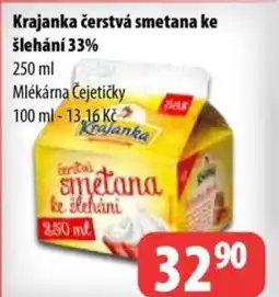 Partner Maloobchodní síť Krajanka čerstvá smetana ke šlehání 33% nabídka