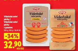 Lidl Vídeňské mini párky s goudou nabídka