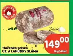 Brněnka Tlačenka selská uz. a lahůdky sláma nabídka