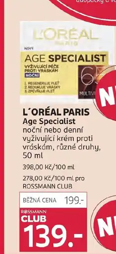 Rossmann L'oréal paris age specialist noční nebo denní nabídka