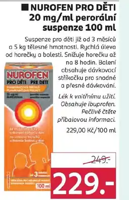 Rossmann Nurofen pro děti 20 mg/ml perorální suspenze nabídka