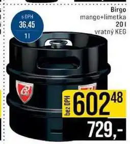 Jip Birgo mango+limetka vratný KEG 20 l nabídka
