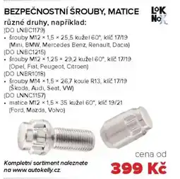 Auto Kelly Bezpečnostní šrouby, matice nabídka