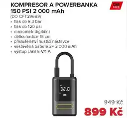 Auto Kelly Kompresor a powerbanka 150 psi 2 000 mah nabídka