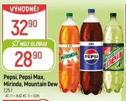 Globus Pepsi, Pepsi Max, Mirinda, Mountain Dew nabídka