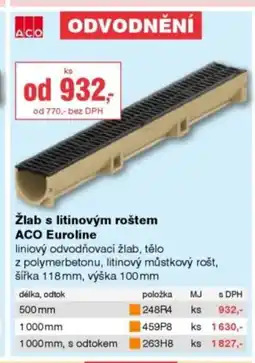 DEK ACO Žlab s litinovým roštem ACO Euroline nabídka