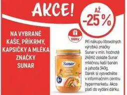 Globus Na vybrané kaše, příkrmy, kapsičky a mléka značky Sunar nabídka