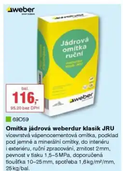 DEK Weber omítka jádrová weberdur klasik jru nabídka