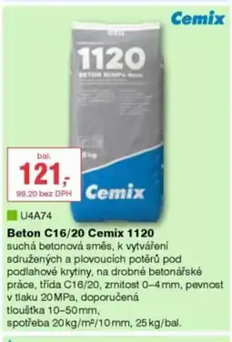 DEK Cemix Beton C16/20 Cemix 1120 nabídka