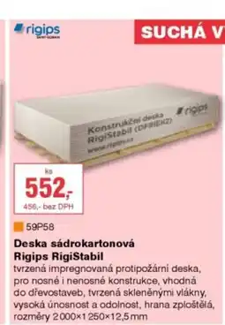 DEK Rigips deska sádrokartonová rigips rigistabil nabídka