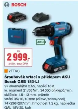 DEK Bosch 7ttkc šroubovák vrtací s příklepem aku bosch gsb 183-li nabídka