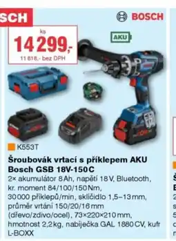 DEK BOSCH K553T Šroubovák vrtací s příklepem AKU Bosch GSB 18V-150C nabídka