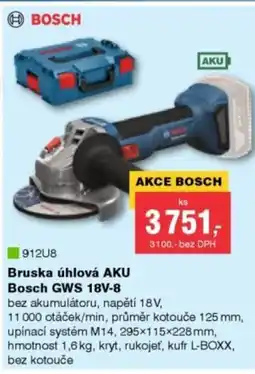 DEK ⑧BOSCH 91208 Bruska úhlová AKU Bosch GWS 18V-8 nabídka