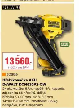 DEK DeWALT Hřebíkovačka AKU DeWALT DCN930P2-QW nabídka