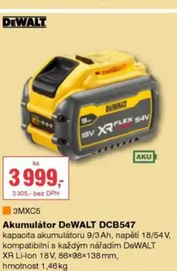 DEK DEWALT 3MXC5 Akumulátor DeWALT DCB547 nabídka
