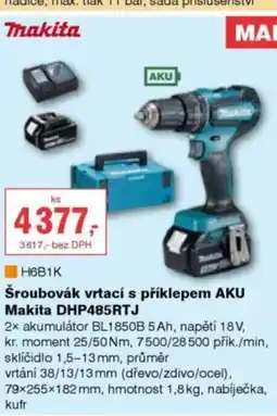 DEK Makita šroubovák vrtací s příklepem aku makita dhp485rtj nabídka