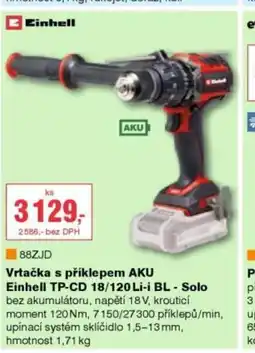 DEK Cinhell vrtačka s příklepem aku einhell tp-cd 18/120 li-i bl - solo nabídka