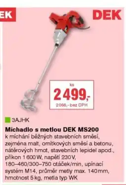 DEK DEK Míchadlo s metlou DEK MS200 nabídka