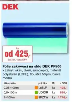 DEK DEK Fólie zakrývací na sklo DEK PF500 nabídka