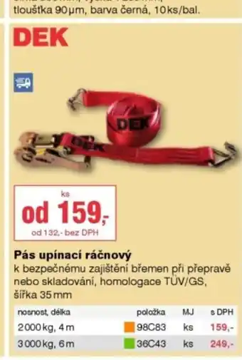 DEK DEK Pás upínací ráčnový nabídka