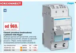 DEK Chránič proudový bezšroubový s jištěním 6kA Hager nabídka