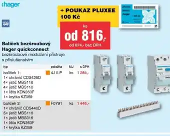 DEK Balíček bezšroubový Hager quickconnect nabídka