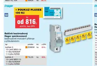 DEK Hager quickconnect hager balíček bezšroubový nabídka