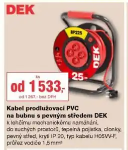 DEK DEK Kabel prodlužovací PVC na bubnu s pevným středem DEK nabídka