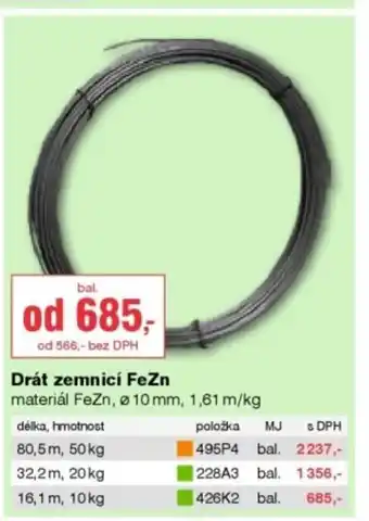 DEK Drát zemnici FeZn nabídka