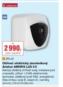 DEK Ariston zrl4z ohřívač elektrický zásobníkový ariston andris lux 6u nabídka