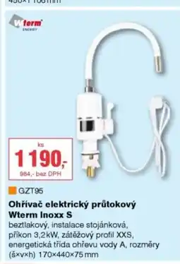 DEK Wterm gzt95 ohřívač elektrický průtokový wterm inoxx s nabídka