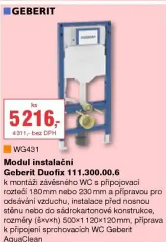 DEK GEBERIT WG431 Modul instalační Geberit Duofix 111.300.00.6 nabídka