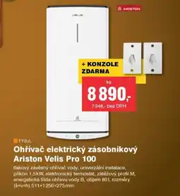DEK Ohřívač elektrický zásobníkový Ariston Velis Pro 100 nabídka