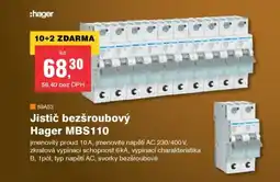 DEK Hager jistič bezšroubový hager mbs110 nabídka